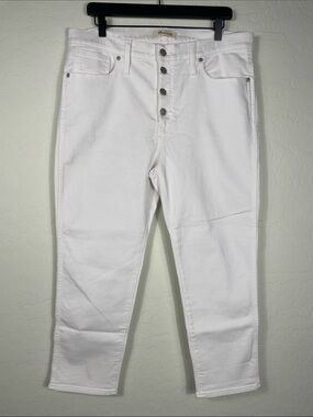 Madewell White Ankle Crop Button-Fly Jeans